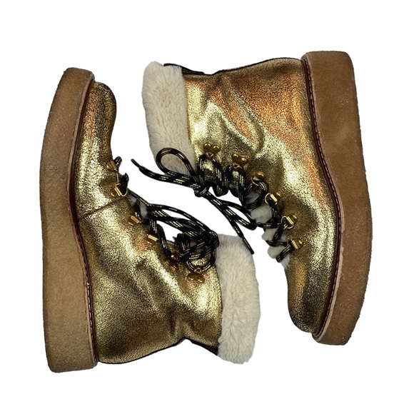 J Crew Gold Metallic Faux Fur Winter Boots AE 998 - Picture 6 of 15
